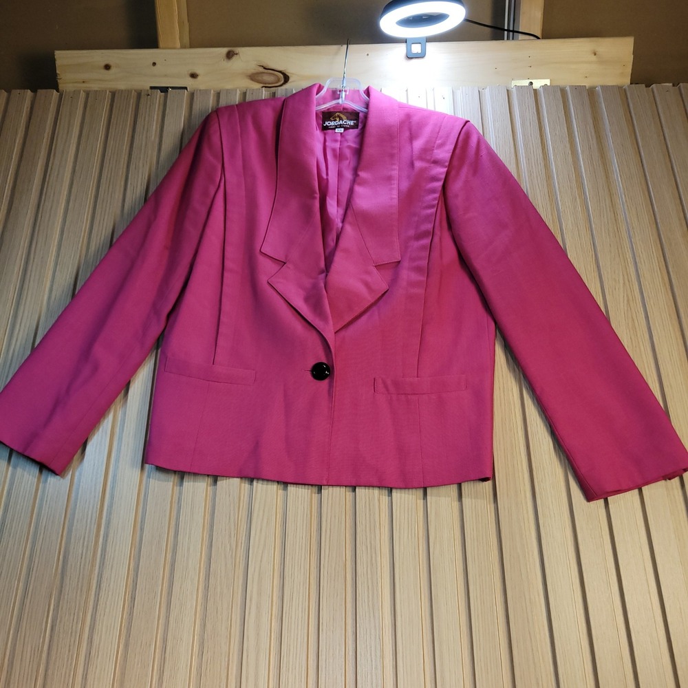 Vintage Jordache Hot Pink Blazer Jacket Single Button Power Suit Fuchsia 5/6